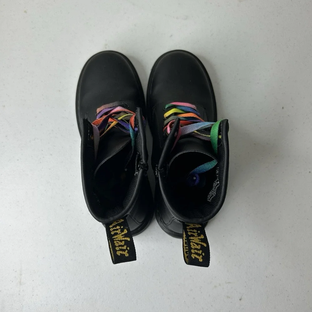 Doc Martens Girls 4.5 Boots 1460 For Pride Black Leather Rainbow Combat